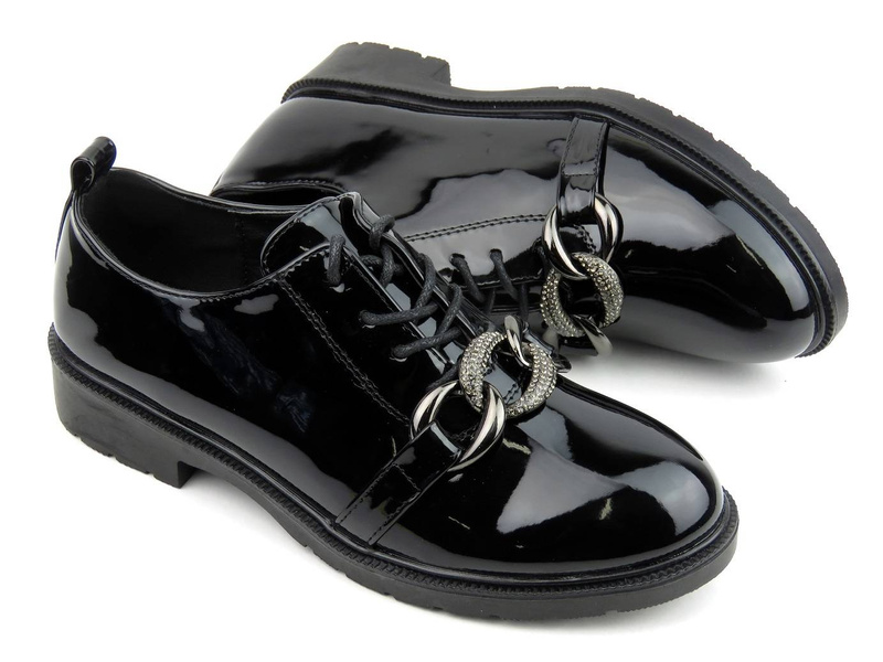 Dámské patentky s ozdobným řetízkem - S.BARSKI HY05-323A, černá