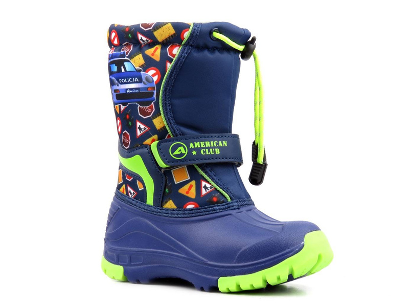 Dětské sněhule s membránou - AMERICAN CLUB CL07/21, tmavě modrá a zelená