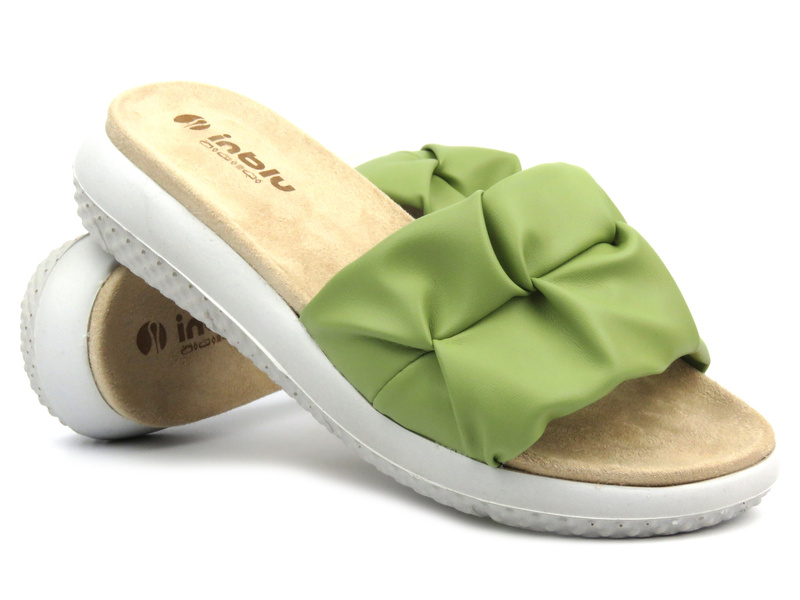 Dámské pantofle se zdobeným svrškem - INBLU TT-22, světle zelené