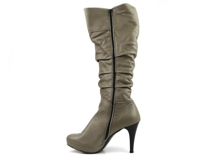 Dámské kožené kozačky na podpatku - ZYCH & STASZEWSKI 2213, šedé