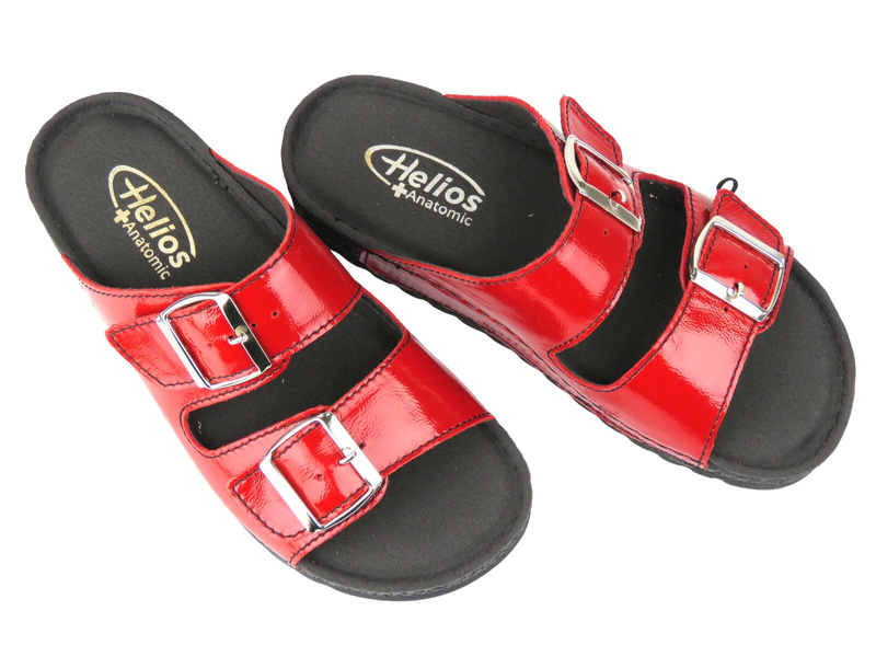 Dámské kožené pantofle - HELIOS Comfort 169, červené