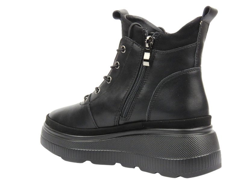 Kožené dámské kotníkové boty na platformě - Filippo DBT4146/23, černé