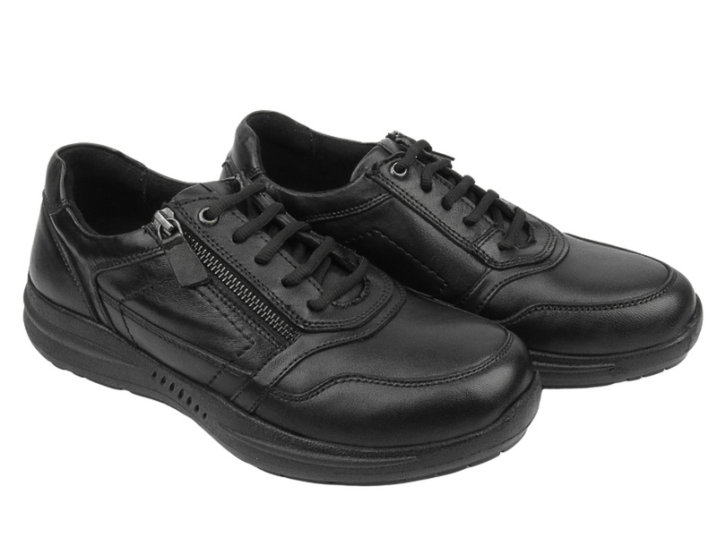 Pánská kožená obuv - Comfortabel 640237-01 černá se zipem