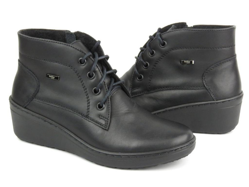 Dámské kožené kotníkové boty - HELIOS Komfort 554, černé