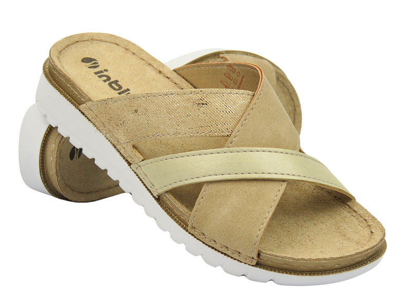 Dámské žabky s koženou vsadkou - Inblu CN-45, písk