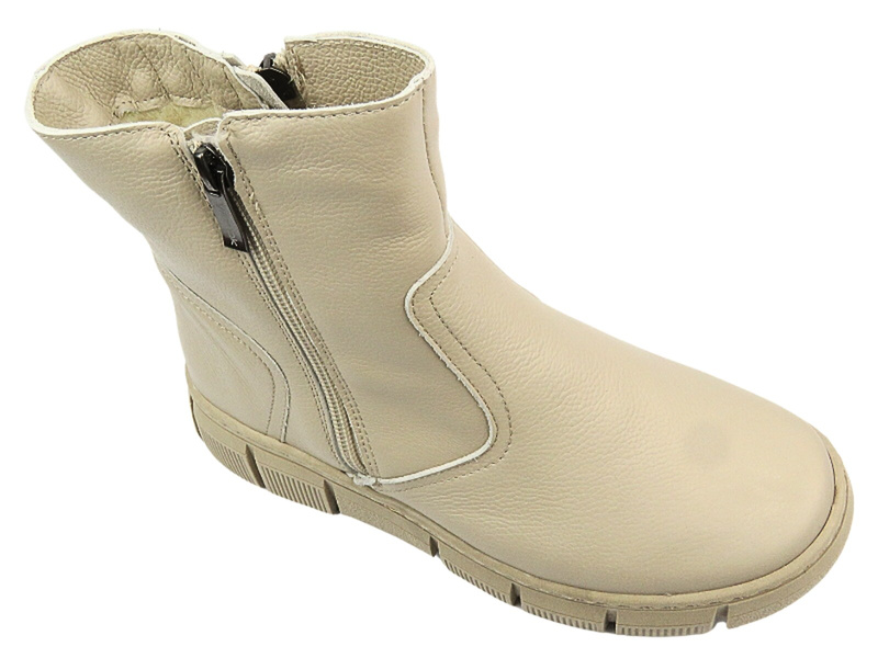 Pohodlné dámské boty z měkké kůže - WASAK 0730, ecru