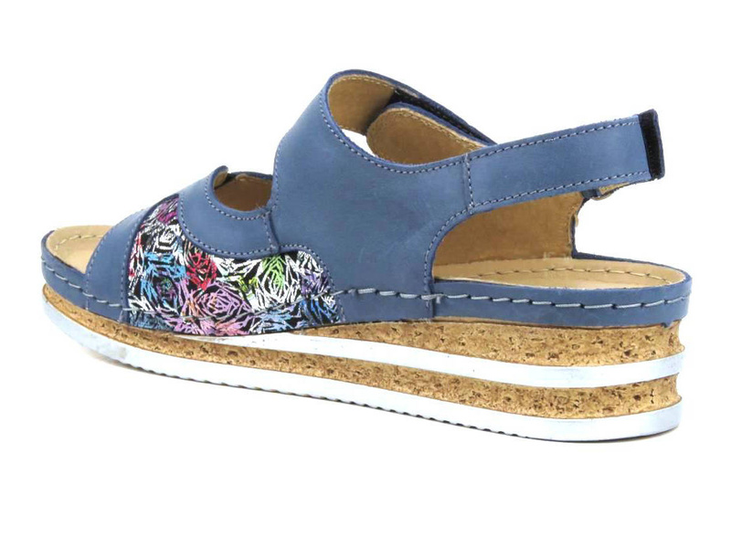 Pohodlné dámské kožené sandály - Helios Komfort 120, tmavě modrá