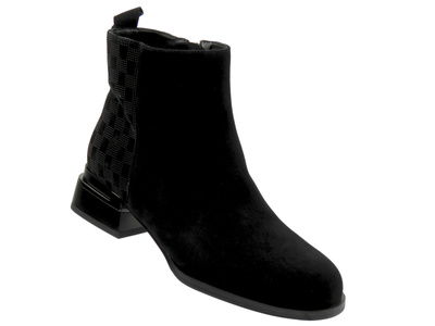 Zateplené dámské kotníkové boty semišové – S. Barski JC52-853, černé