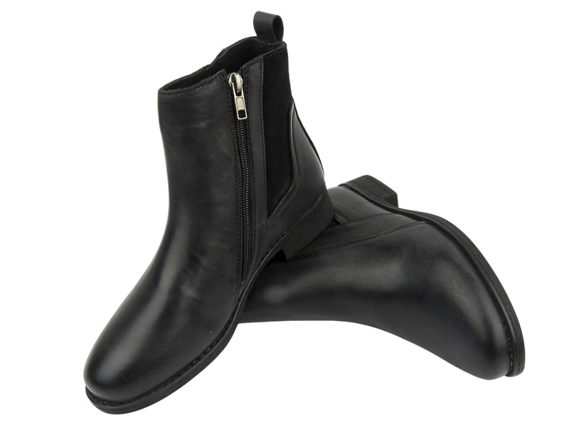 American Club Dámské kožené boty CY 98/23 Black se zipem