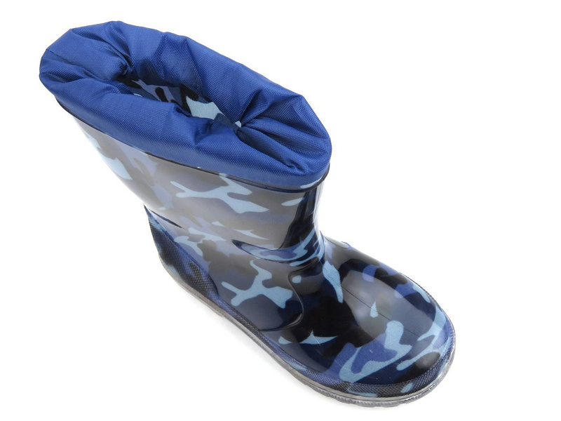 Vysoké dětské camo holínky - WOJTYŁKO 4321G, tmavě modrá