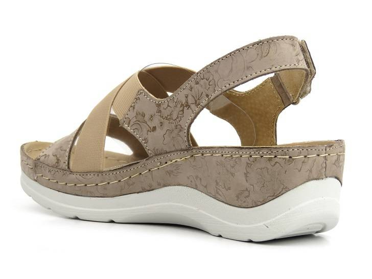 Pohodlné dámské sandály na klínku - HELIOS Komfort 100, béžová