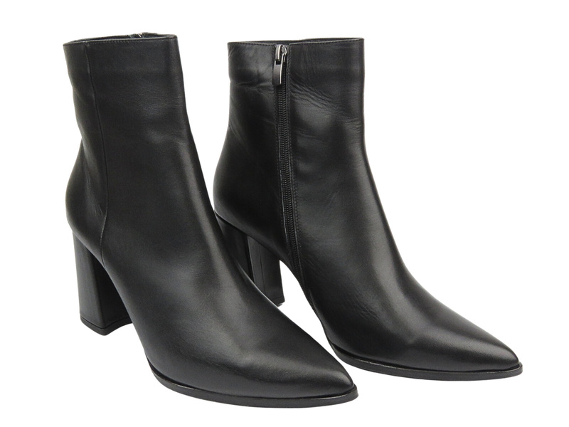 Elegantní dámské kotníkové kozačky na vysokém podpatku - VENEZIA L006LEBLOBB034, černé se zipem