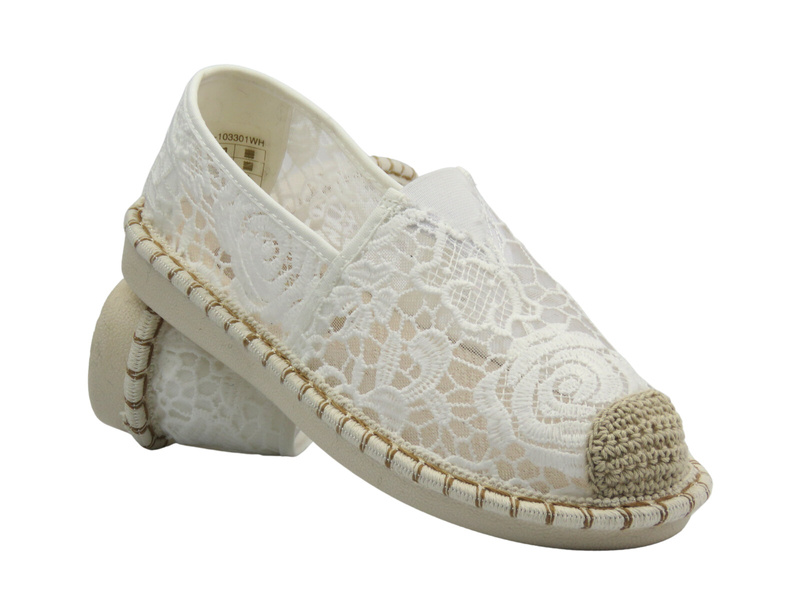 Dámské nazouvací polobotky – espadrilky Potocki 25-103301, bílé
