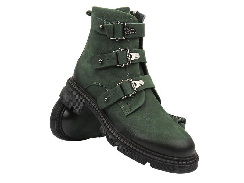 Dámské kotníkové boty s lesklými pásky - VENEZIA Y004NUGROBB044, zelené