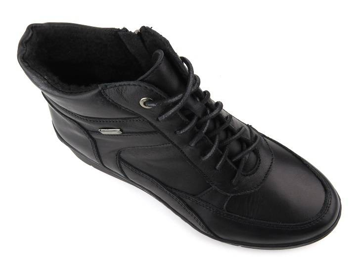 Dámské kožené kozačky ve sportovním stylu - HELIOS Komfort 568, černé