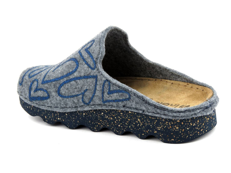 Dámské pantofle z ekologické plsti - INBLU DK-07, šedé se srdíčky