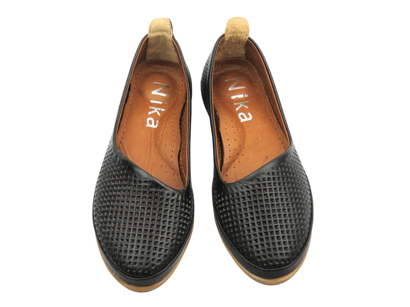 Kožené dámské polobotky polské značky černé Nika Komfort H-478