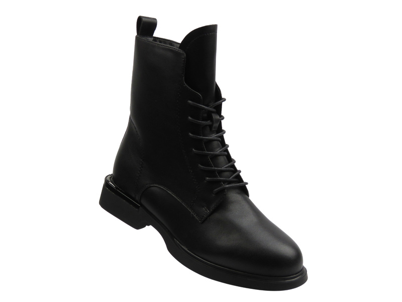 Dámské kotníkové boty z černé přírodní kůže Cambell 25-98310