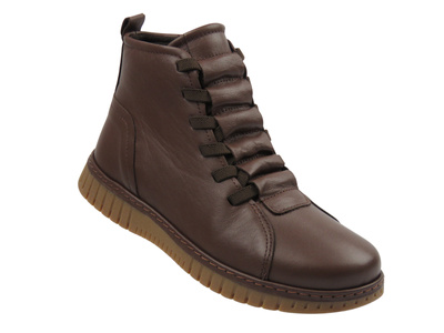Dámské kožené kotníkové boty hnědé Nika Komfort 0363-23662