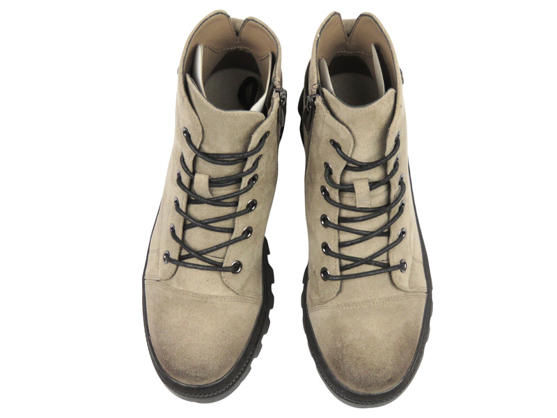 Zateplené dámské kotníkové boty - Potocki 23-12168, béžové