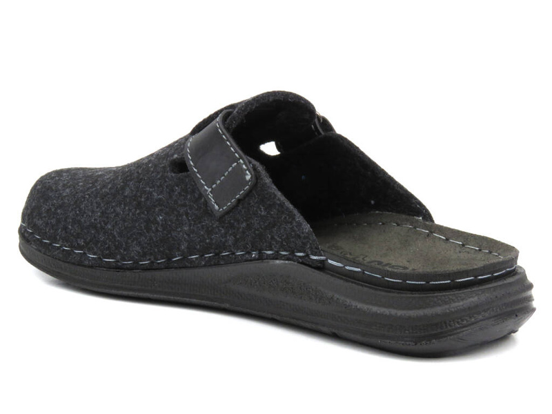 Pánské plstěné pantofle s koženou vsadkou - INBLU VE-02, tmavě šedá