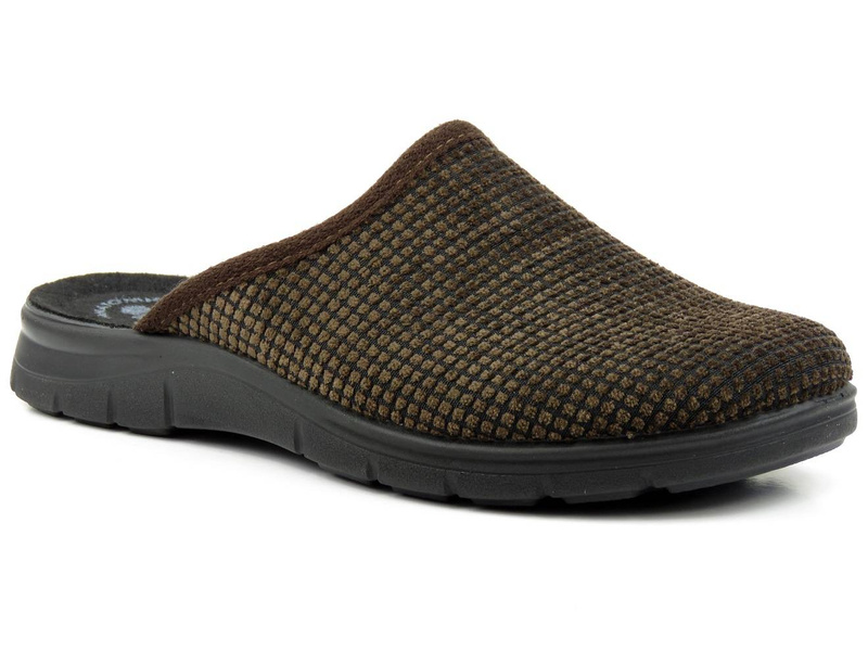 Kostkované pánské pantofle - Inblu BG-41, tmavě hnědé