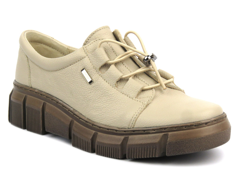 Dámské polobotky z přírodní kůže - Helios 407, ecru