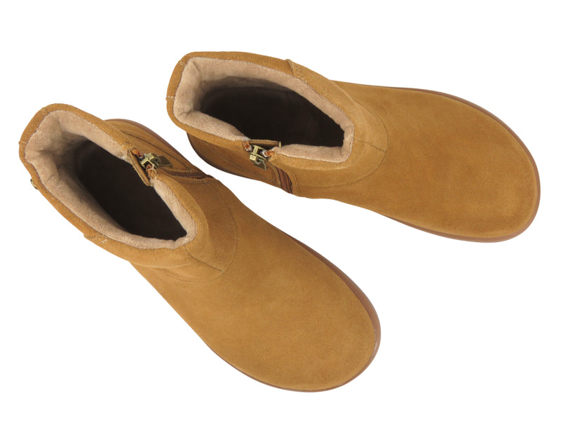 Dámské minimalistické kožené barefoot kotníkové boty – Vinceza 79666, barva camel