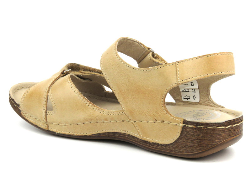 Wygodne sandały damskie polskiej produkcji - Helios Komfort 246, beżowe