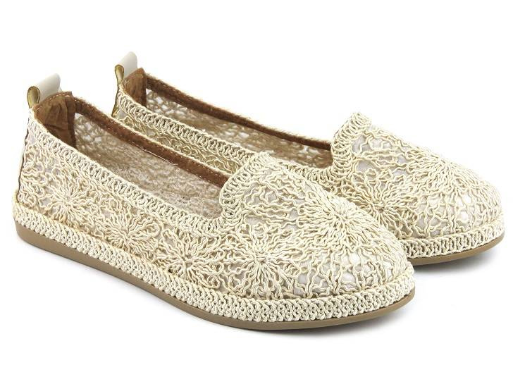 Prolamované boty, dámské lords - Navy Dot 23-75004BG, béžové