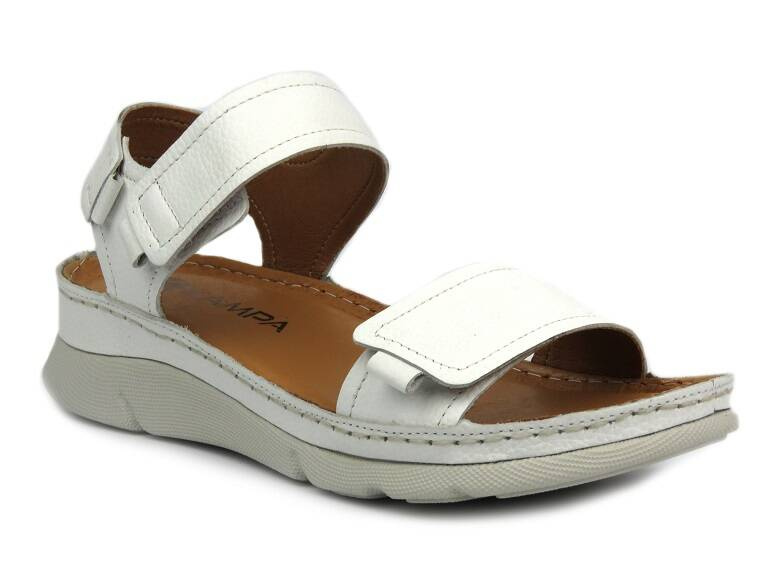 Pohodlné dámské kožené sandály - Kampa K828. 444, bílé