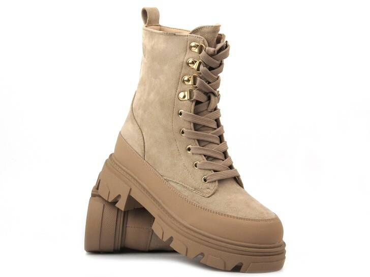 Dámské kotníkové boty z ekologické kůže - Potocki 22-11067, béžová