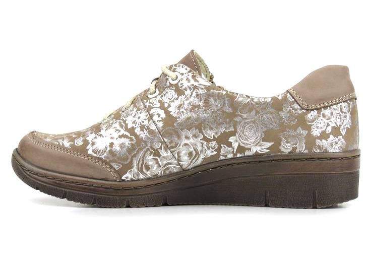 Dámské kožené boty s květinami - HELIOS Komfort 334-2, béžová