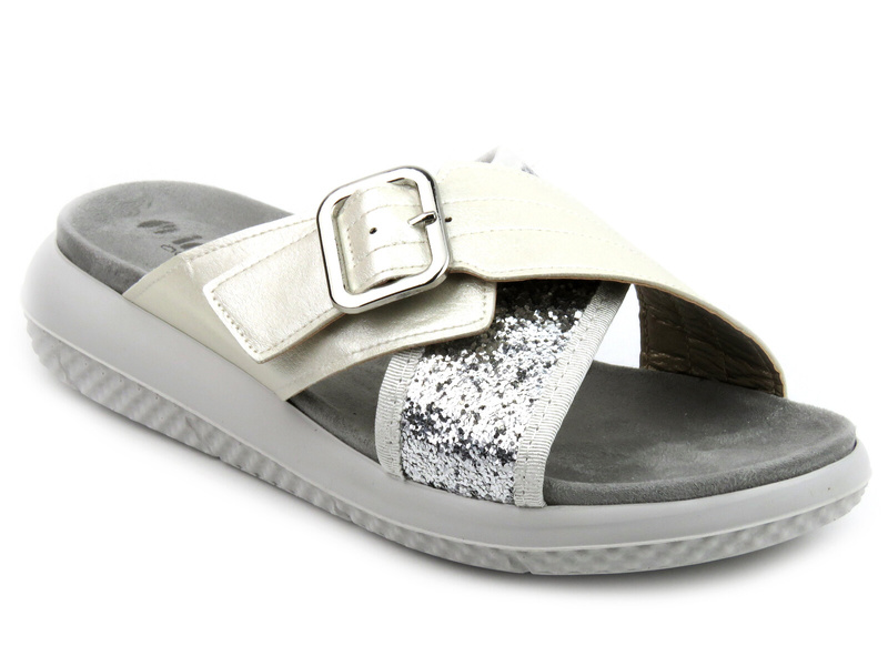 Pohodlné dámské žabky se zlatou přezkou - Inblu TT-21, bílá