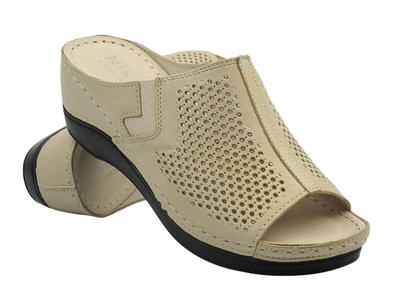 Pohodlné dámské žabky, dřeváky se silnou podrážkou - HELIOS Komfort 280, tmavě modrá