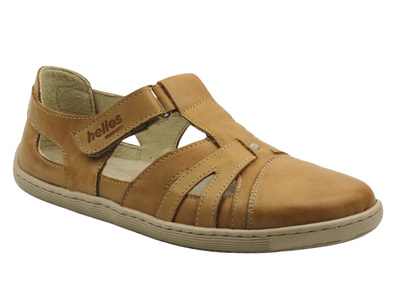 Barefoot kožené minimalistické dámské polobotky světle hnědé Helios Komfort 466