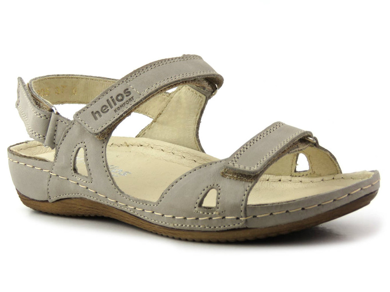 Dámské sportovní sandály se třemi pásky na suchý zip - HELIOS Komfort 205, šedá