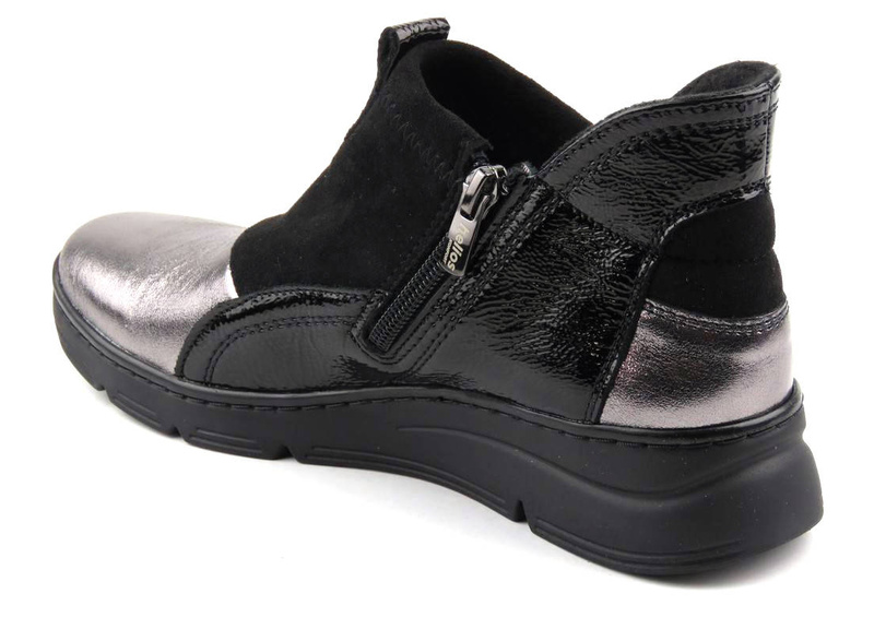 Dámské kožené kozačky HELIOS Komfort 509 stříbrné