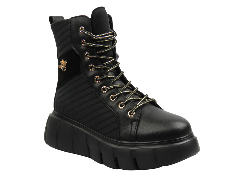 Dámské kožené kotníkové boty černé Cambell 25-19348