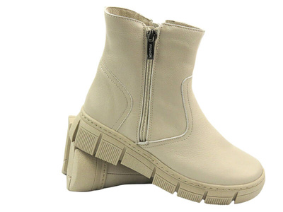 Pohodlné dámské boty z měkké kůže - WASAK 0730, ecru