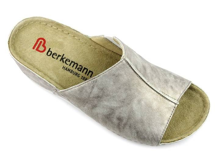 Pohodlné dámské pantofle bez špičky - Berkemann Candela 01750, stříbrné