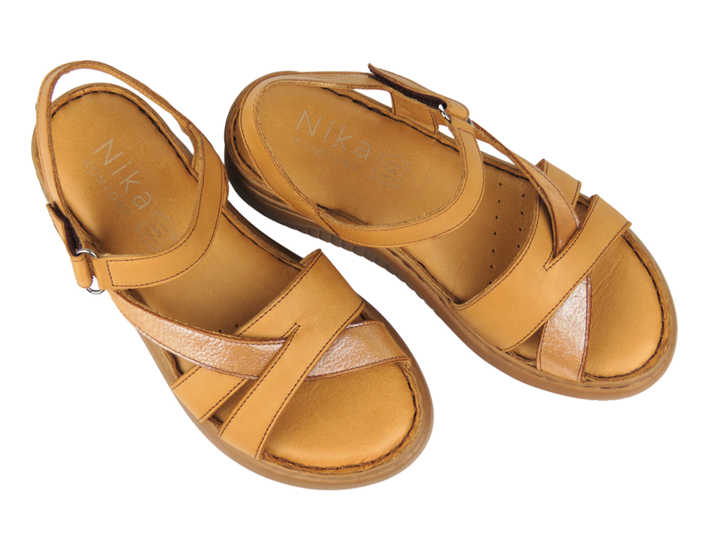 Dámské kožené sandály Nika Comfort 082, hnědé