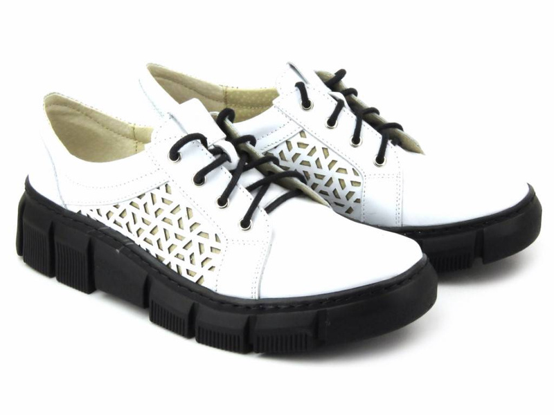 Pohodlná dámská kožená obuv - Helios Komfort 375S, bílá