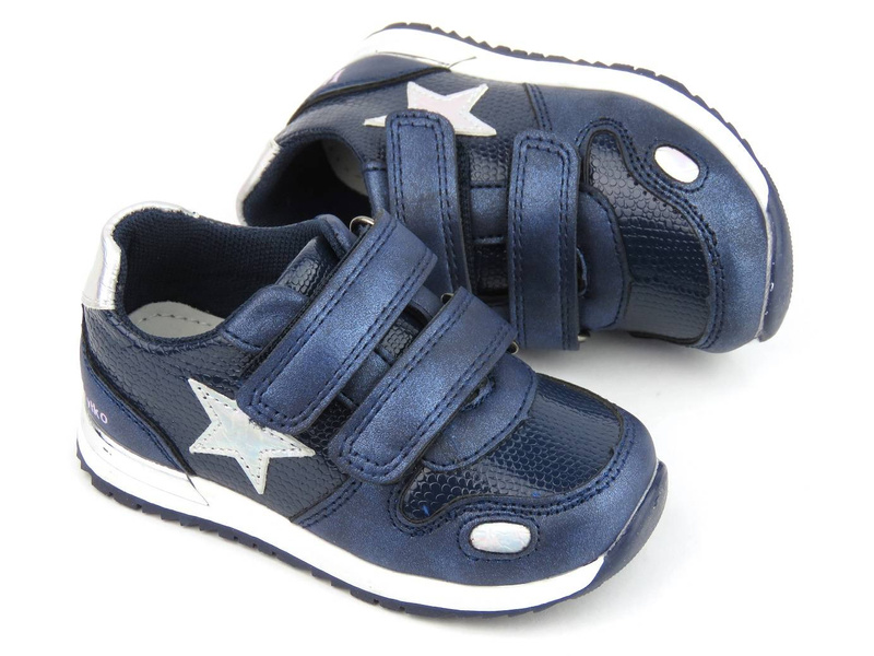 Dětská sportovní obuv s koženou stélkou - Wojtyłko 22009, tmavě modrá