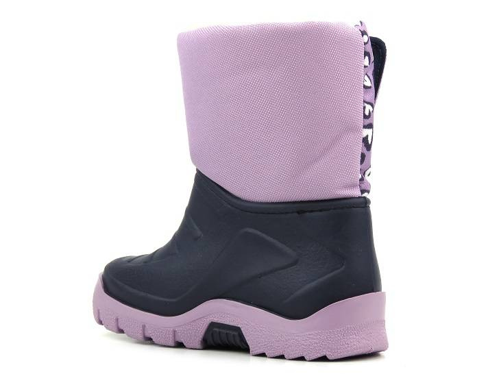 Teplé dětské sněhule na suchý zip - Manitu 120003-59, fialové se srdíčky