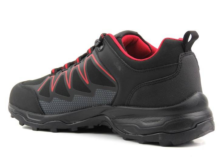 Pánské trekingové kalhoty po kotníky - DK Soft Shell 1068, černá s červenou