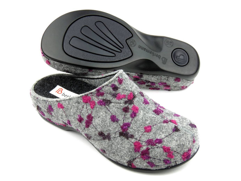 Teplé, plstěné dámské pantofle BERKEMANN 01028-645, šedé