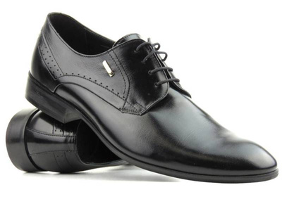 Kožená pánská společenská obuv - CONHPOL 3611-0017, černá