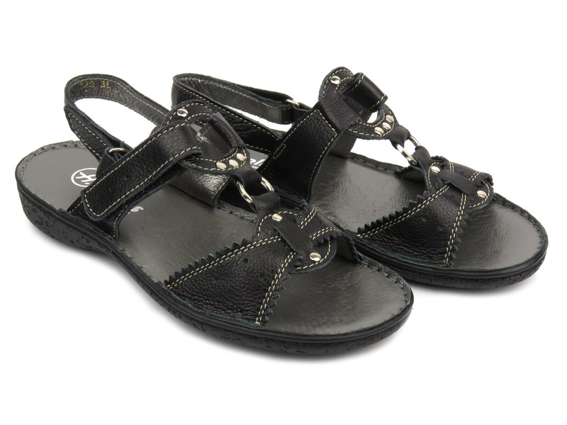 Dámské sandály z přírodní kůže - Helios 722, černé