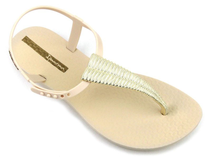 Dámské sandály se zlatým zdobením - Ipanema 82862, béžová a zlatá